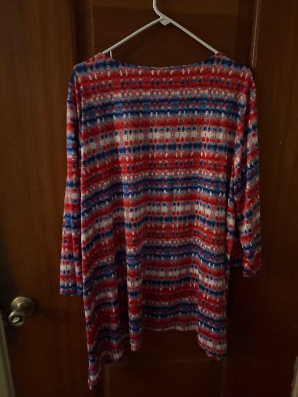 Ruby Rd. Red & Blue Printed Long Sleeve Tunic - Picture 3 of 3